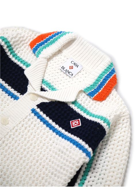 Cardigan All'Uncinetto Bianco Con Righe Multicolori CASABLANCA KIDS | KS25-KW-97101